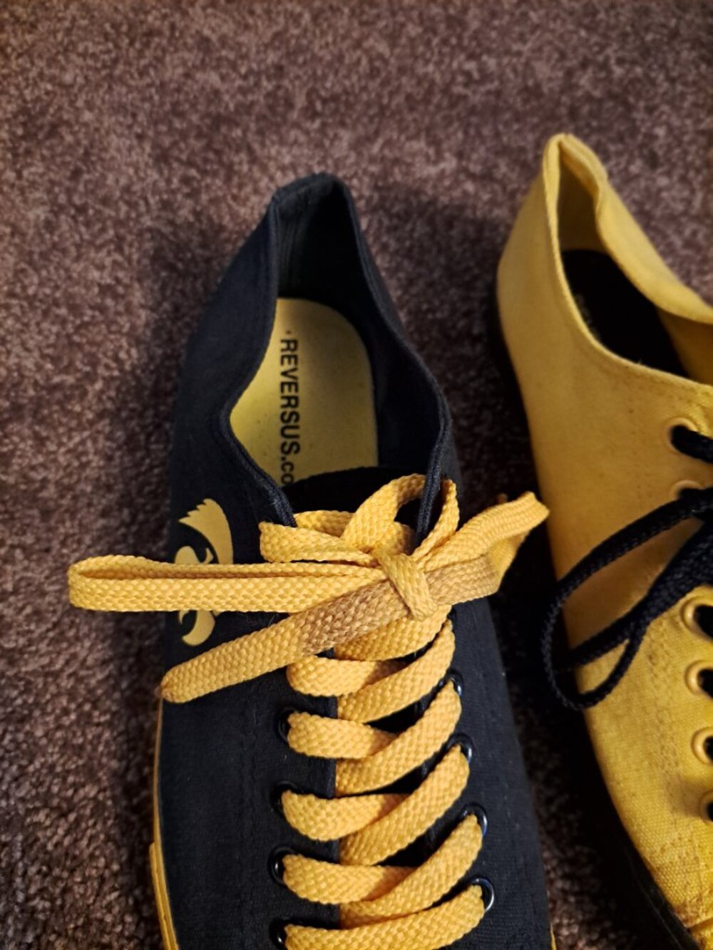 R R REVERSUS Unisex Canvas "IOWA HAWKEYES" 2 Different Colored Shoes - Picture 3 of 11
